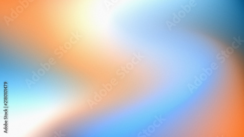 Abstract grainy gradient background with fluid wave mesh in warm orange and icy blue