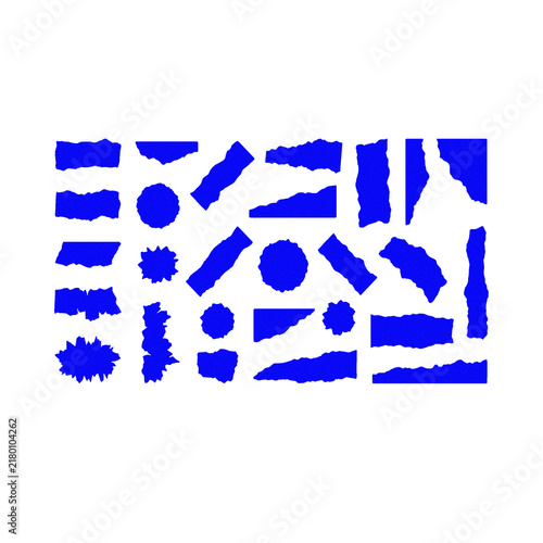 Assorted abstract shapes in vibrant blue presented on transparent background