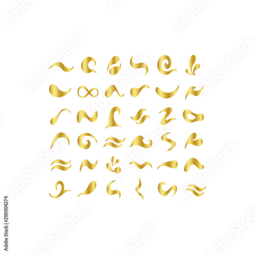 Golden swirl ornament collection displayed on transparent background swirls ornaments