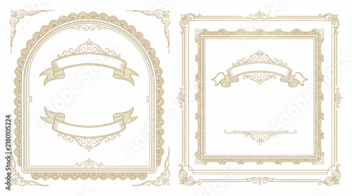 Elegant Vintage Frames and Banners, Isolated Transparent Background, Decorative Ornate Elements