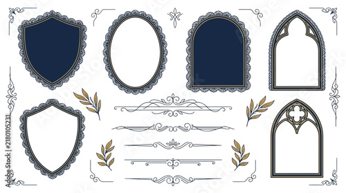Gothic Ornate Frames and Borders, Isolated Elements
