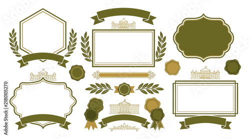 Vintage Award Seals, Frames, Banners, and Laurel Wreaths