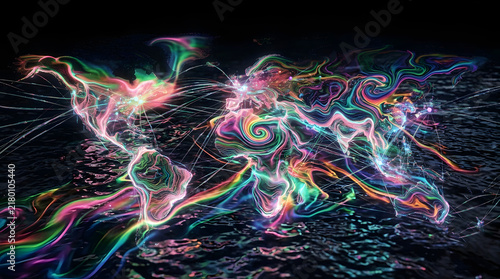 Abstract Colorful Holographic Oil Spill Effect Dark Water Surface Rainbow Colors 4K