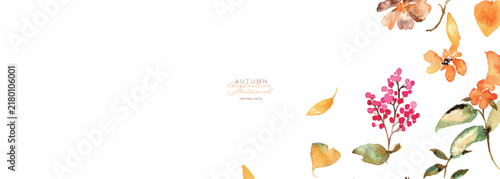 秋の水彩植物フレームと背景テンプレートセット
Autumn Watercolor Botanical Frames and Background Template Set