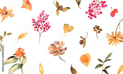 秋の水彩植物フレームと背景テンプレートセット
Autumn Watercolor Botanical Frames and Background Template Set
