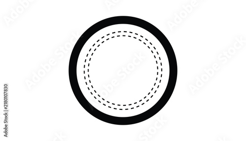 Concentrics circle vector graphic containing solid black outer line and two inner dotted rings on white background.