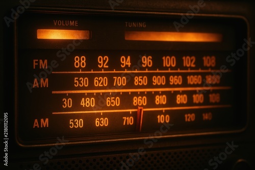 Vintage radio displaying am fm frequency dial