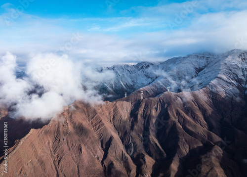 Fotografie Aerial view of beautiful danxia landform landscape in Tibet,China