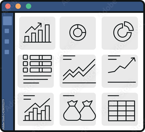 Financial Dashboard UI Interface with Data Charts and Analytics