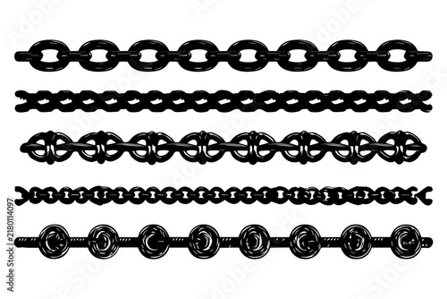 Set of vector chain brush