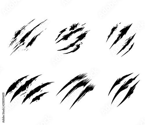 vector set of animal claw scratches and monster scratch marks 