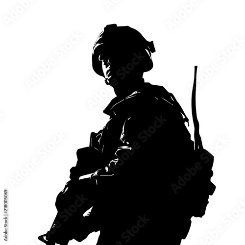 Vector Military Soldier silhouette template illustration