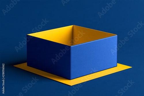 Minimalist Blue and Yellow Gift Box with Exquisite Premium Packaging