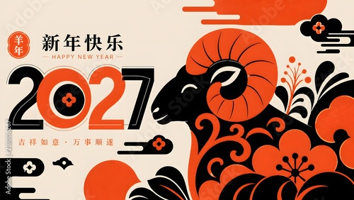 2027 Chinese New Year Ram Illustration