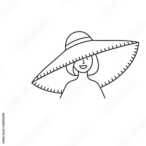 Woman with wide brim hat