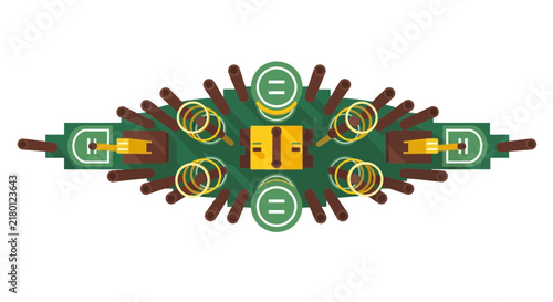 Top-Down Stylized Battleship Vector Illustration for Mobile Games and Strategy Apps