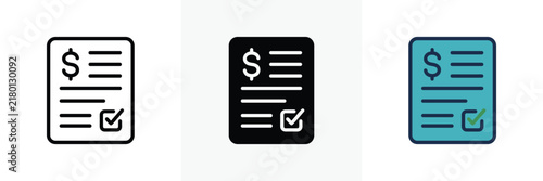 Invoice document vector graphic with dollar sign and checkmark