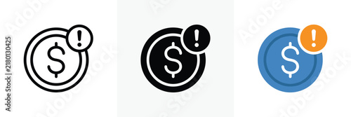 Money alert vector icons with dollar coin for financial app UI