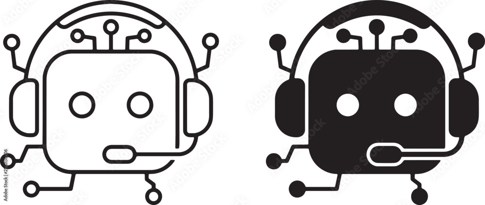 Naklejka premium Web, Virtual Assistant Headset for AI Customer Support