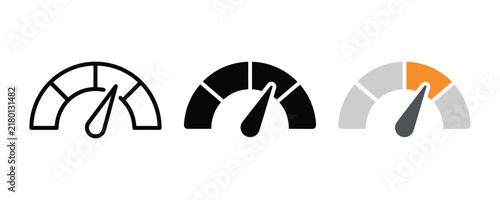 Speedometer gauge vector illustration featuring performance metrics