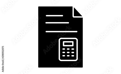     確定申告と税金計算を表現した書類と電卓のシンプルな線画アイコン