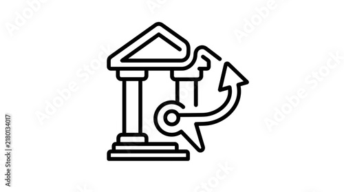 Bank Building with Arrow Icon, Finance Concept Isolated