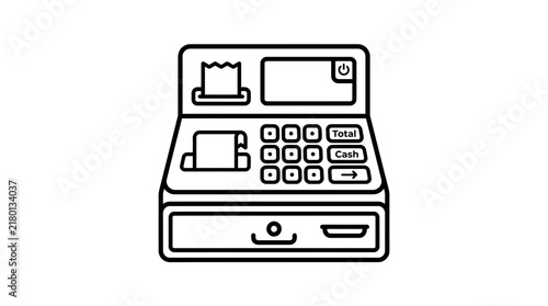 Cash Register Icon Isolated Transparent Background Line Art
