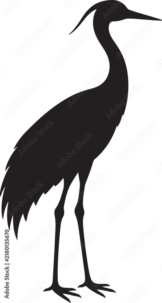 Fototapeta premium Crane Bird Silhouette – Elegant Wading Bird Vector Illustration