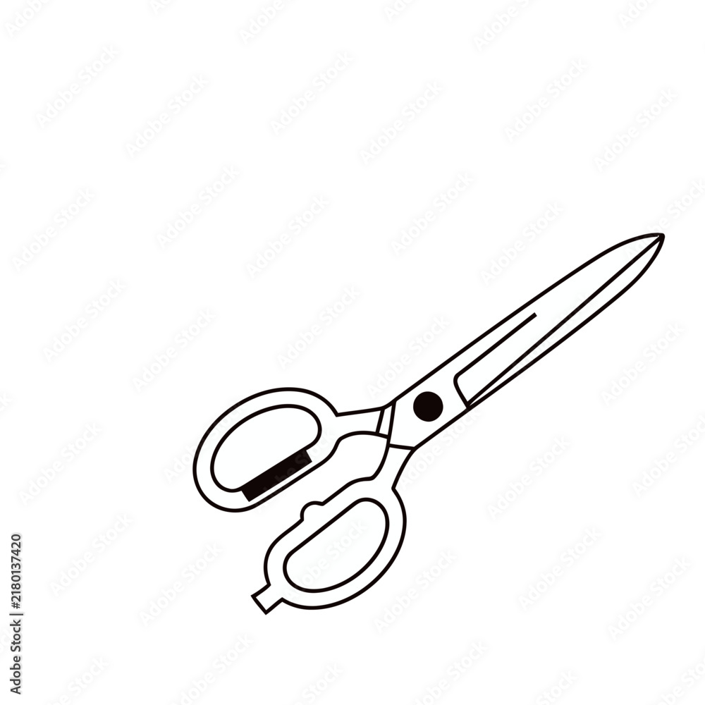 Fototapeta premium Black and white illustration of scissors