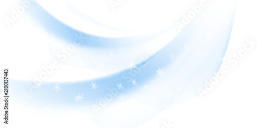 The composition creates a feeling of movement, lightness and cold winter air, like a snowstorm in a transparent space.
