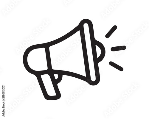 Megaphone loudspeaker announcement icon outline vector for marketing and promotion
