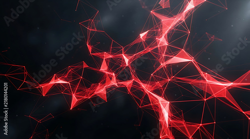Red glowing neuron network with dark space