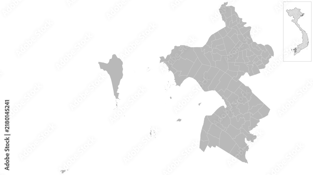 Obraz premium An Giang, Vietnam – administrative vector map with ward and commune boundaries (2026, Web Mercator projection, PPT-compatible & fully editable)