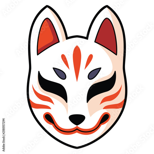 Obraz na płótnie Japanese Fox Kitsune Mask Vector Illustration