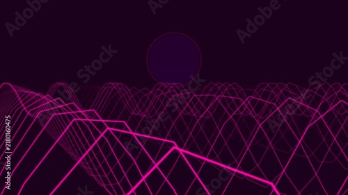 Neon Terrain Premium Vaporwave Grid Wave Background - 4K Seamless Loop
