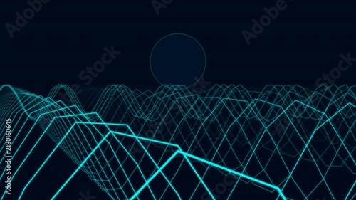 Ocean Grid Premium Vaporwave Grid Wave Background - 4K Seamless Loop