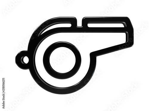 Fotografie Whistle icon glossy black outline shape for sports coaching and refereeing design