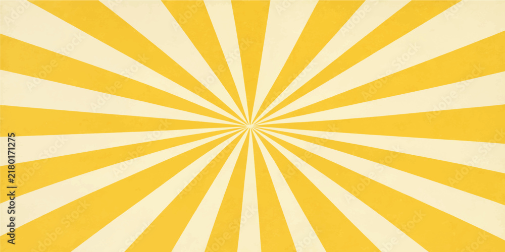 Obraz premium Yellow and beige retro sunburst radial rays background vector template for abstract pop art