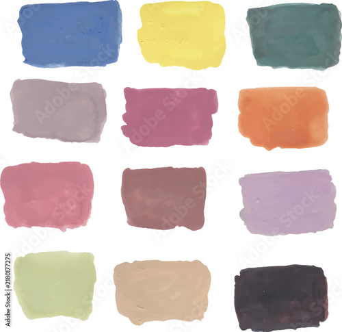 Watercolor Brush Strokes Elements Set