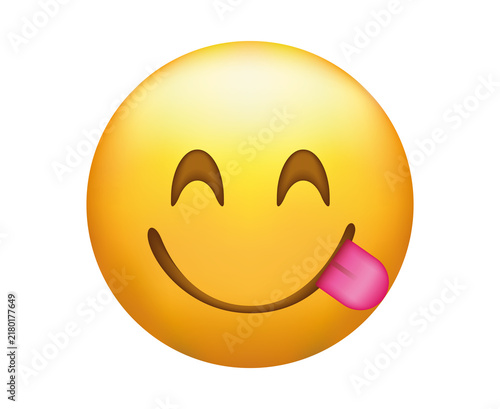 Yellow smiling emoji face sticking out tongue hungry
