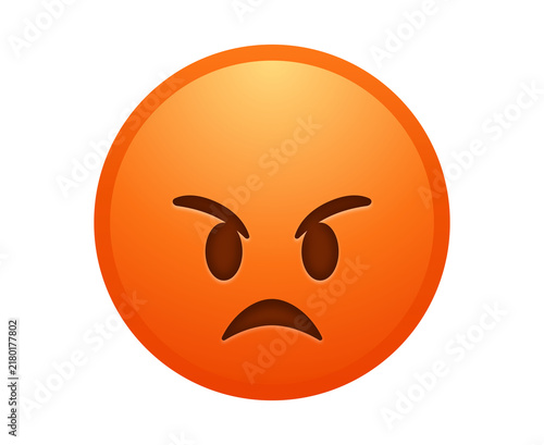 Cuadro en lienzo Angry red emoji face with furrowed brows and frowning mouth