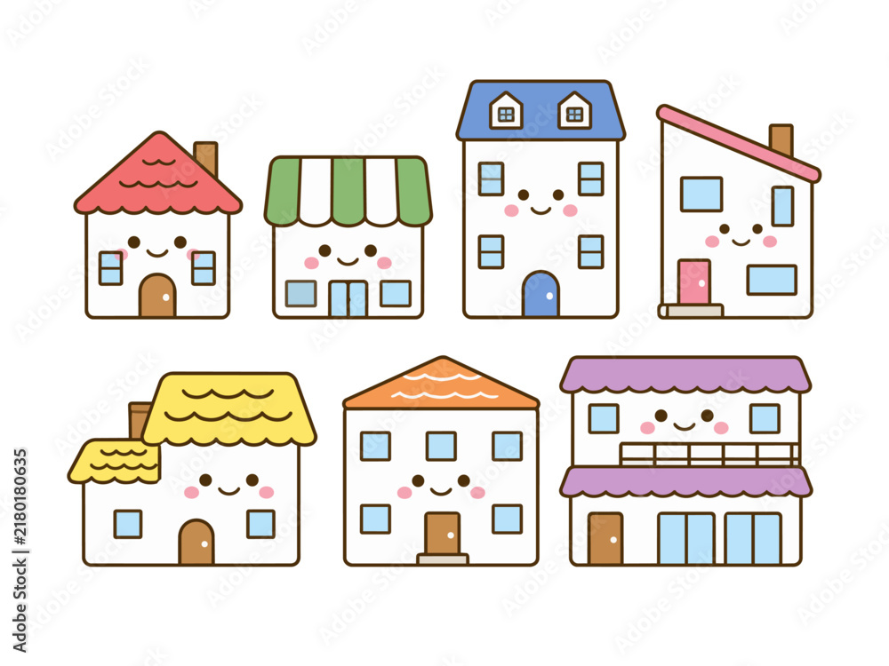 Fototapeta premium Cute shops and houses