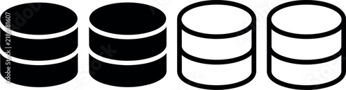 Database Server Storage Icon Set Vector Illustration in Solid Glyph and Outline Styles