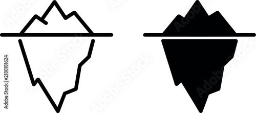 Iceberg Vector Icon Set Outline and Solid Style for Business Concepts and Infographics