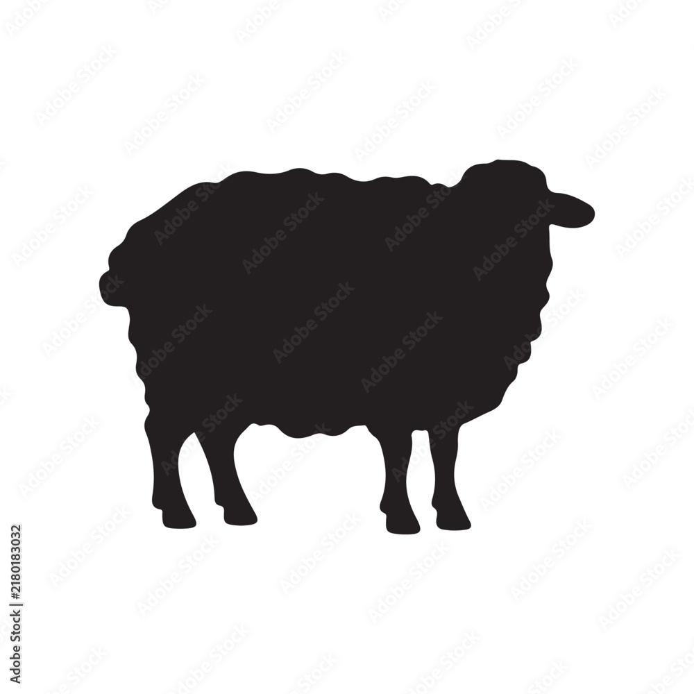 Obraz premium Black silhouette of a cute Cute sheep lamb silhouette vector 