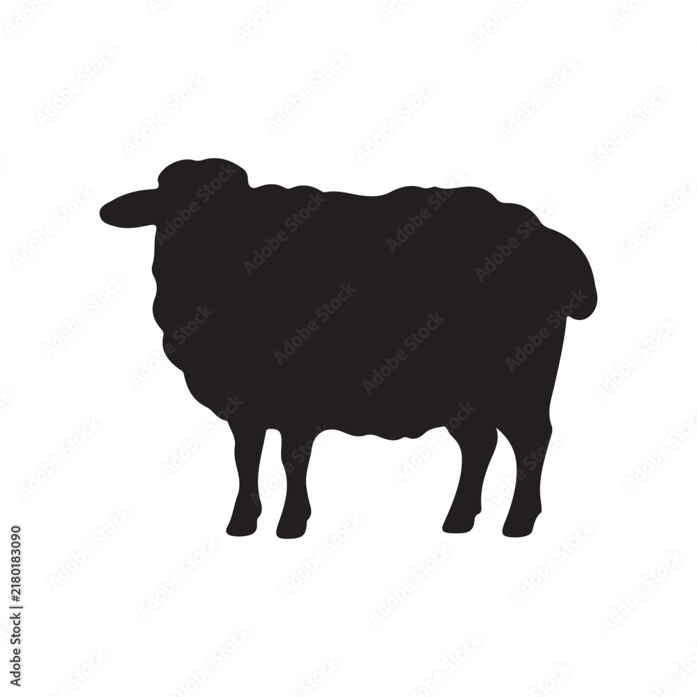 Obraz premium Black silhouette of a cute Cute sheep lamb silhouette vector 