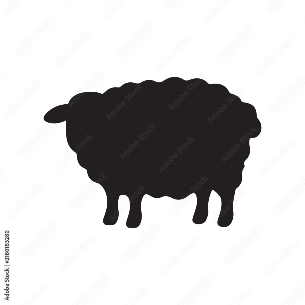 Obraz premium Black silhouette of a cute Cute sheep lamb silhouette vector 