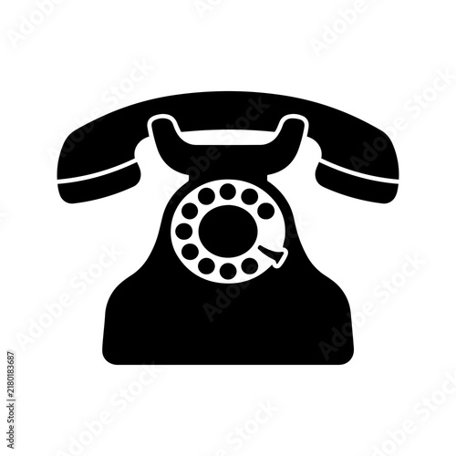 Retro rotary telephone vintage communication silhouette vector icon