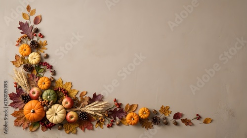 Corner floral arrangement with ranunculus roses and various autumn colored blooms
