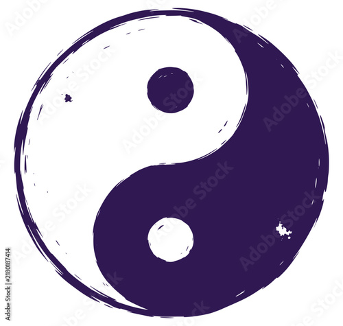 Yin yang symbol with white and dark blue swirls isolated on transparent background